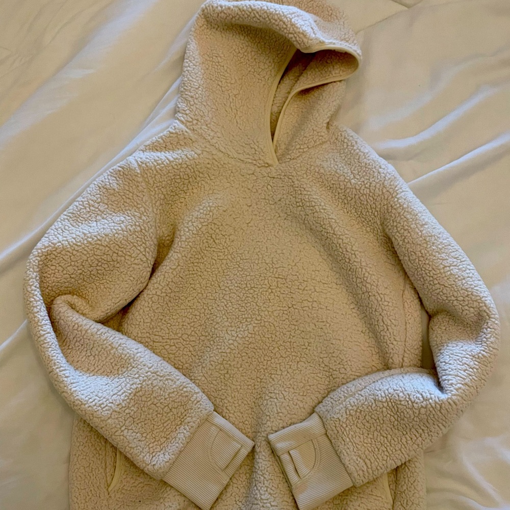 Athleta girl Sherpa fleece white hoodie girls XL/14